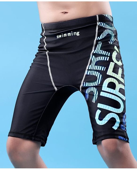 Pine Active  Swimming Trunk with Text Print - Black