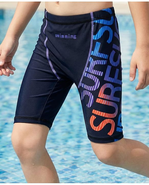 Pine Kids  Swimming Trunk with Text Print - Black