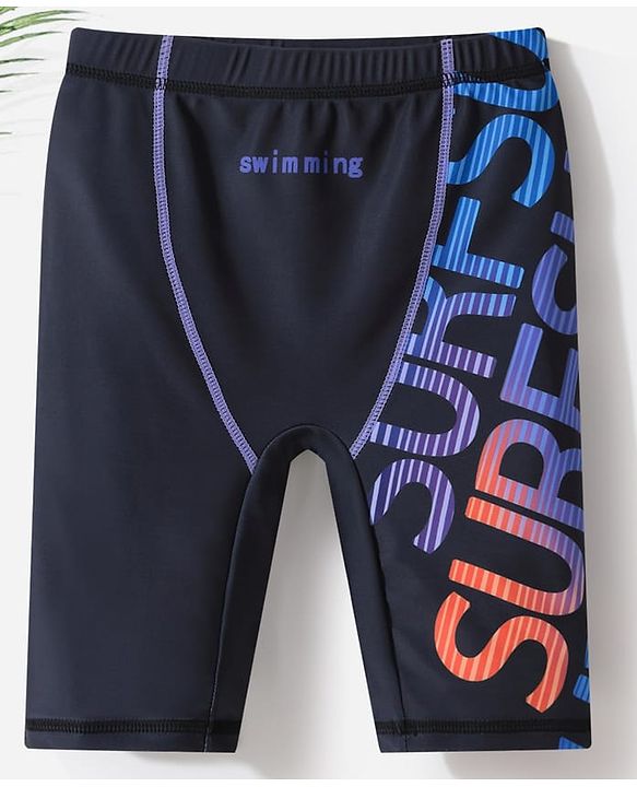 Pine Kids  Swimming Trunk with Text Print - Black