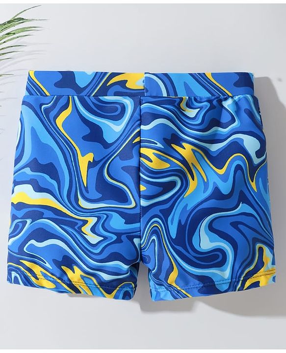Pine Kids Swimming Trunks Marble Print - Blue