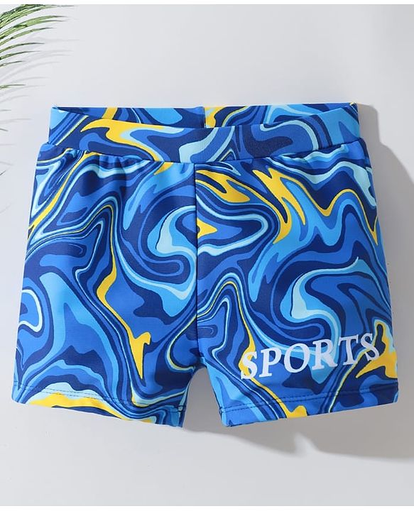 Pine Kids Swimming Trunks Marble Print - Blue
