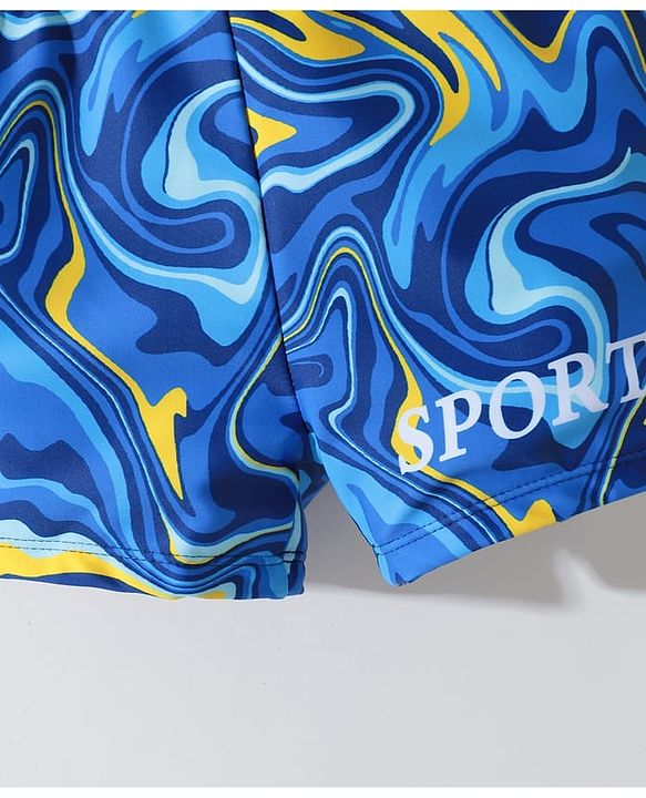 Pine Kids Swimming Trunks Marble Print - Blue