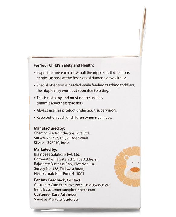 Babyhug Slow Flow Silicone Nipples Pack of 2 - Transparent