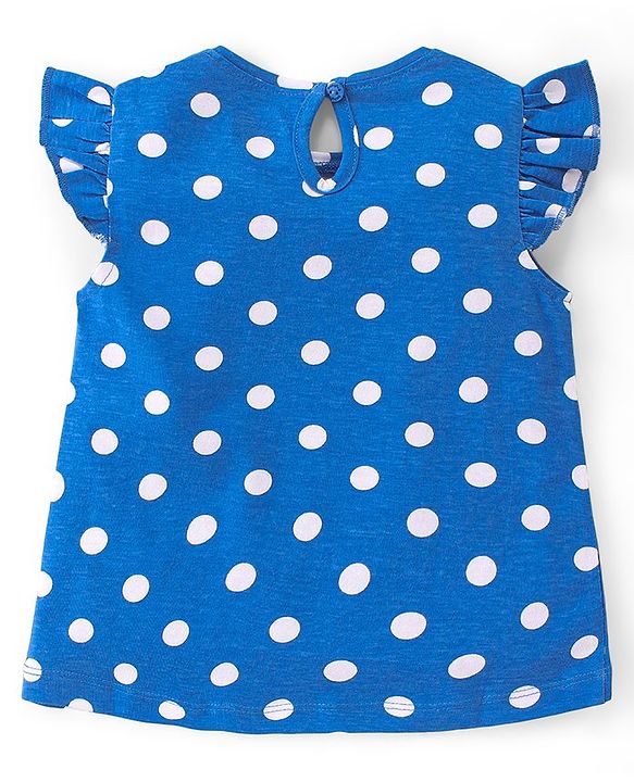 Babyhug Cotton Knit Frill Sleeves Tops with Polka Dot Floral & Text Graphics - Multicolour