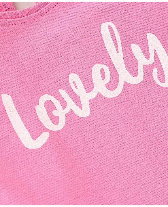 Babyhug Cotton Knit Frill Sleeves Tops with Polka Dot Floral & Text Graphics - Multicolour