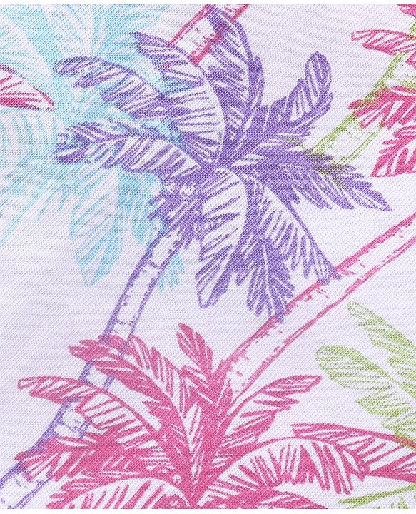Babyhug Cotton Sleeveless Top With All Over Coconut Trees Print and Back Knot - White