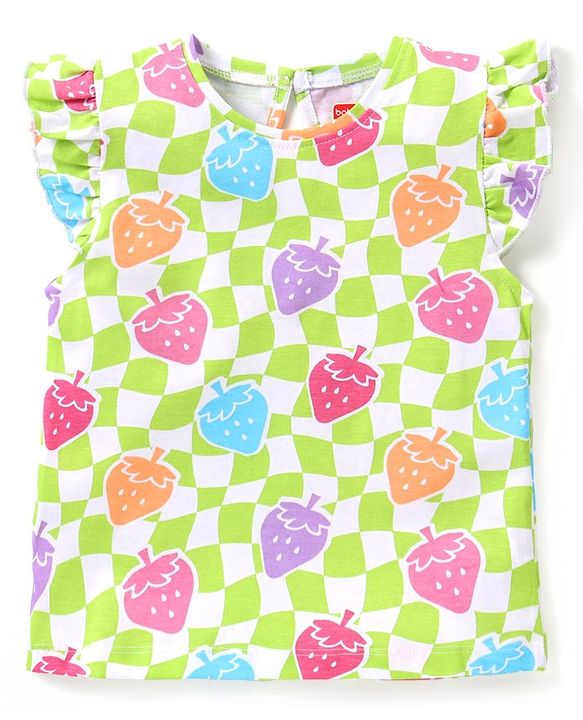 Babyhug Cotton Knit Half Sleeves T-Shirts Strawberry & Polka Dot Graphics Pack of 2 - Multicolour