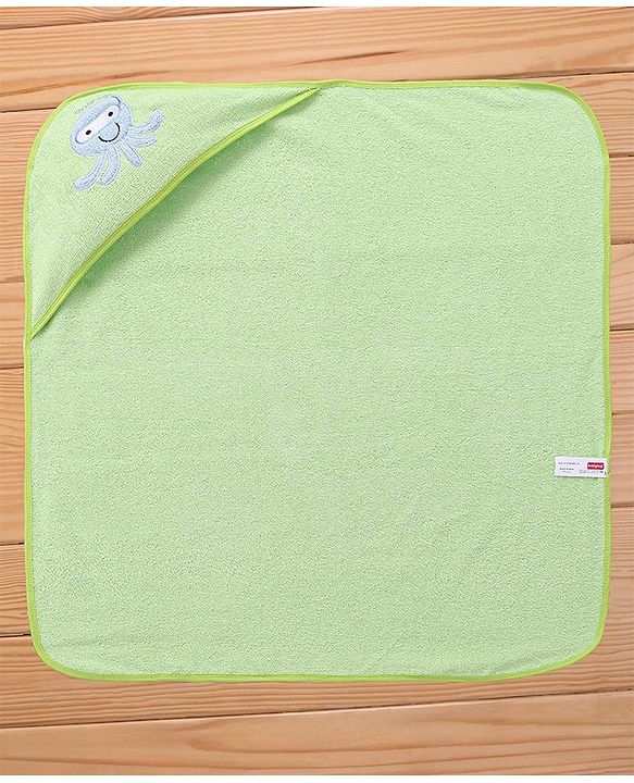 Babyhug Terry Hooded Towel Octopus Print L 76 x B 76 cm - Green