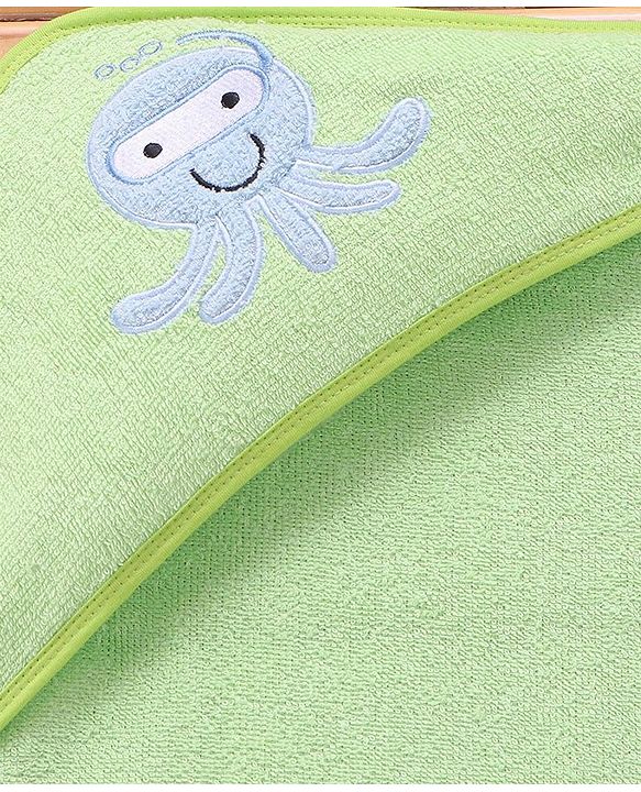Babyhug Terry Hooded Towel Octopus Print L 76 x B 76 cm - Green