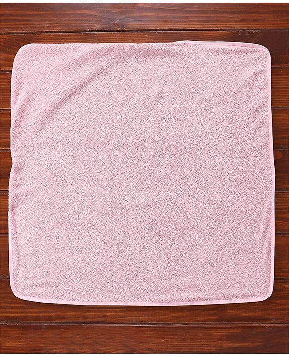 Babyhug Terry Woven Hooded Towel Penguin Print L 76 x B 76 cm- Pink