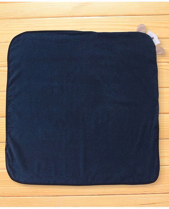 Babyhug Terry Woven Hooded Towel Bear Print L 76 x B 76 cm- Blue