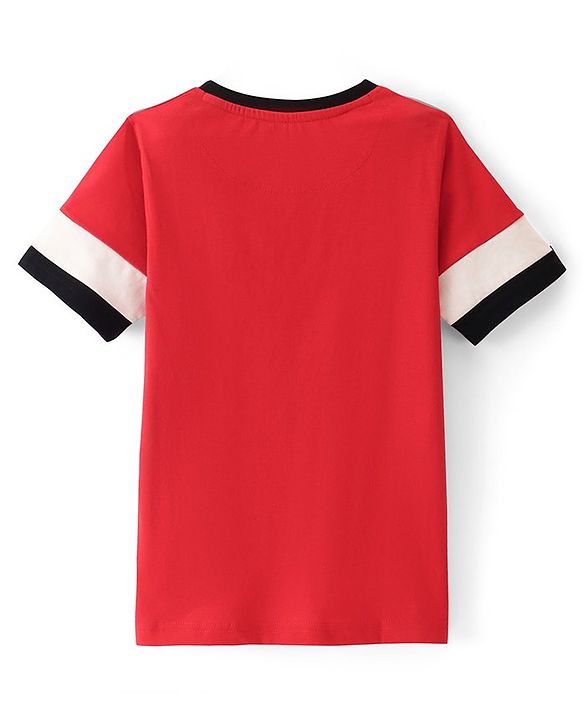 Pine Kids Cotton Knit Half Sleeves  T-Shirt with Text Print - Multicolour
