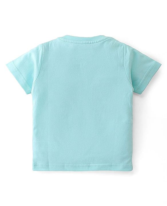 Babyhug Cotton Knit Single Jersey Half Sleeves Night Suit With Text Print - Blue