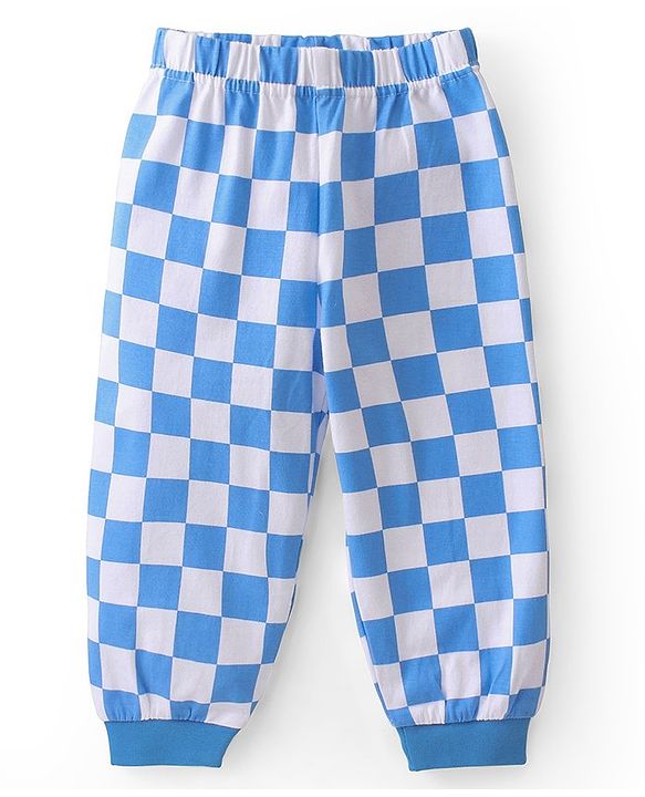 Babyhug Cotton Knit Single Jersey Half Sleeves Night Suit With F1 Racing Print - Blue