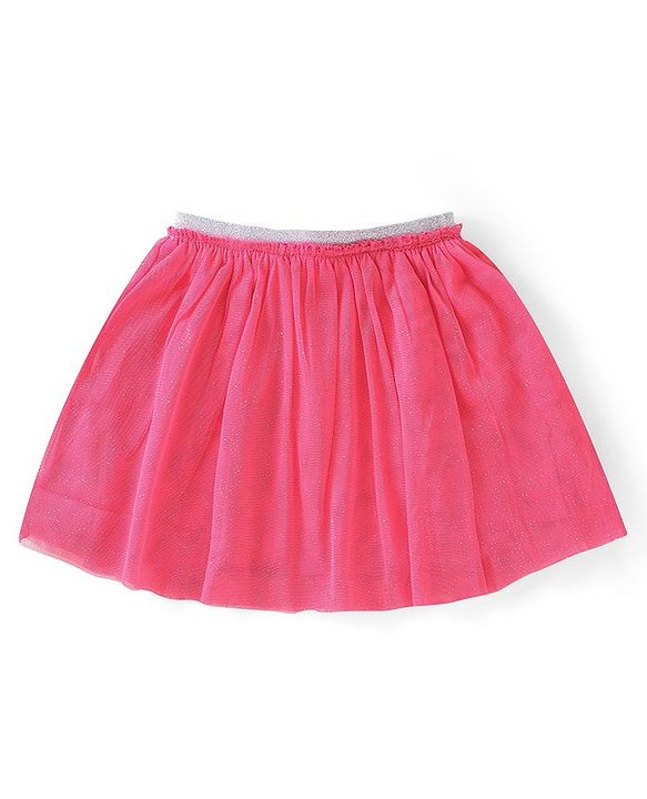Babyhug Single Jersey Knit Frill Sleeves Top & Skirt with Butterfly Embroidery - Navy Blue & Pink
