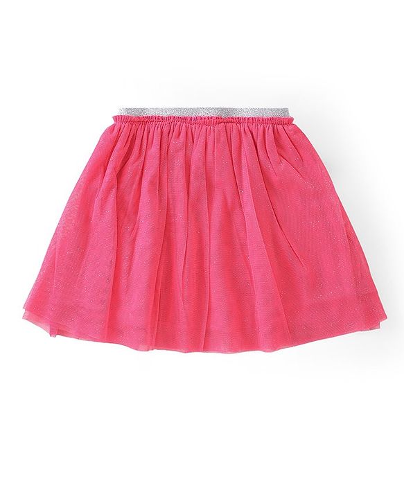 Babyhug Single Jersey Knit Frill Sleeves Top & Skirt with Butterfly Embroidery - Navy Blue & Pink