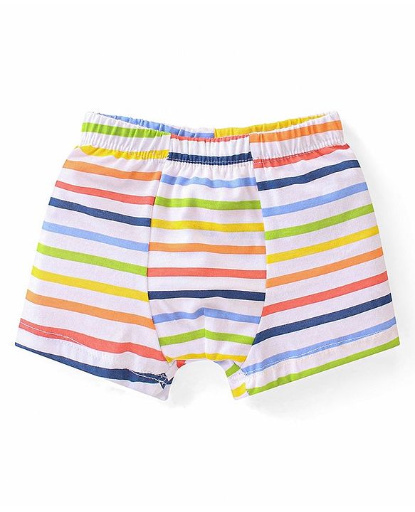 Babyhug 100% Cotton Knit Trunks Car Prints Pack of 3- White & Blue