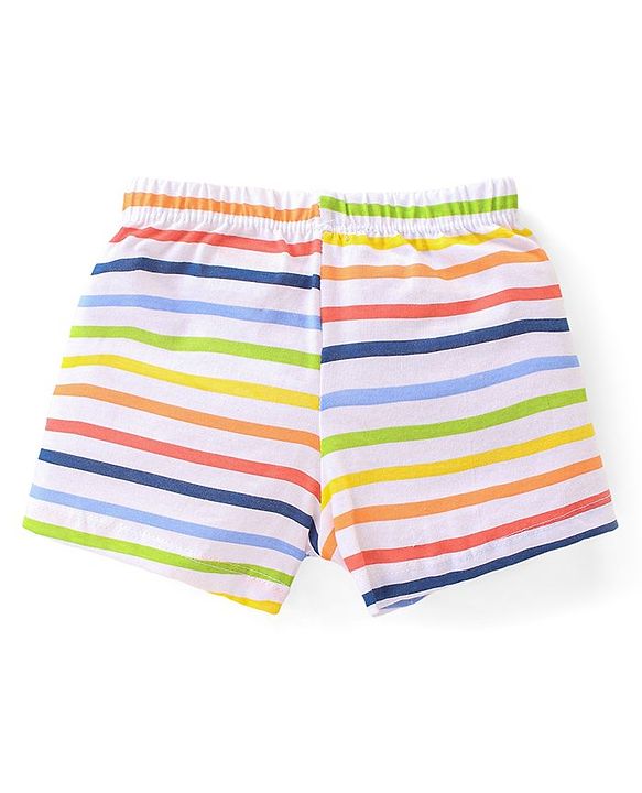 Babyhug 100% Cotton Knit Trunks Car Prints Pack of 3- White & Blue