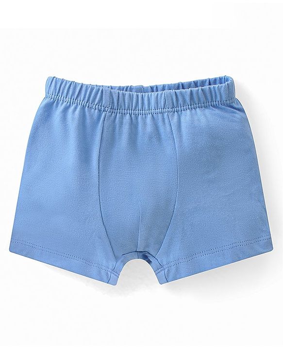 Babyhug 100% Cotton Knit Trunks Car Prints Pack of 3- White & Blue