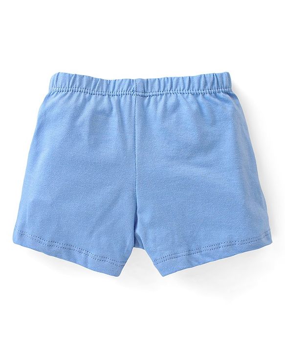 Babyhug 100% Cotton Knit Trunks Car Prints Pack of 3- White & Blue
