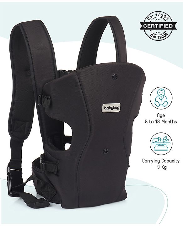 Babyhug  Elegant 3-in-1 Baby Carrier: Lightweight, Breathable fabric, Ergonomic design, Padded straps, Waist belt, 3 carry positions (inward, outward, back), Adjustable seat, Washable cover, Supports up to 15 kg- Grey