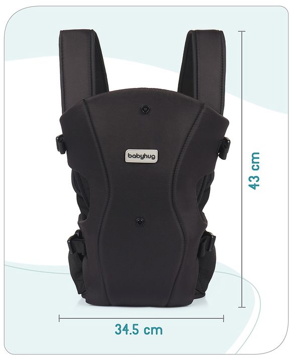 Babyhug  Elegant 3-in-1 Baby Carrier: Lightweight, Breathable fabric, Ergonomic design, Padded straps, Waist belt, 3 carry positions (inward, outward, back), Adjustable seat, Washable cover, Supports up to 15 kg- Grey