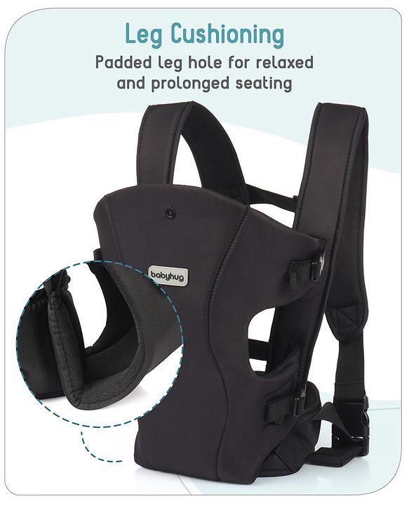 Babyhug  Elegant 3-in-1 Baby Carrier: Lightweight, Breathable fabric, Ergonomic design, Padded straps, Waist belt, 3 carry positions (inward, outward, back), Adjustable seat, Washable cover, Supports up to 15 kg- Grey