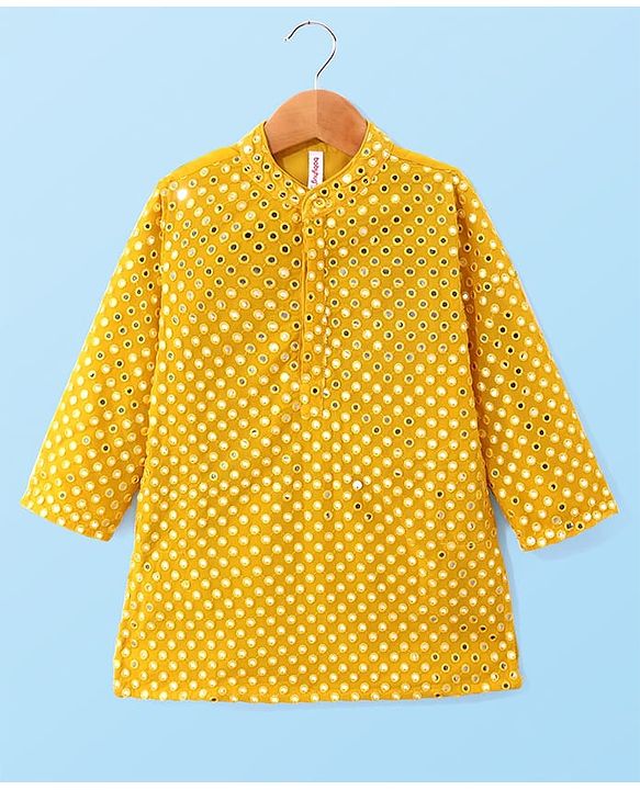 Babyhug Full Sleeves  Mirror Embroidered Kurta with Payjama Set - Yellow