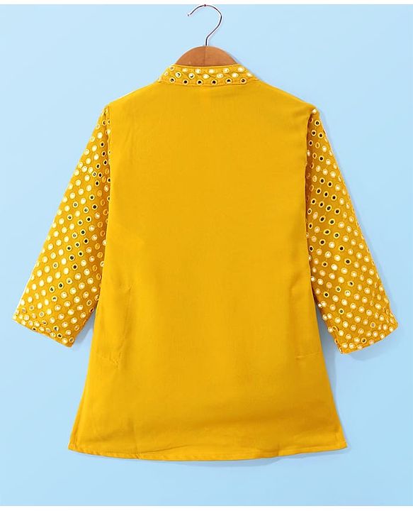 Babyhug Full Sleeves  Mirror Embroidered Kurta with Payjama Set - Yellow