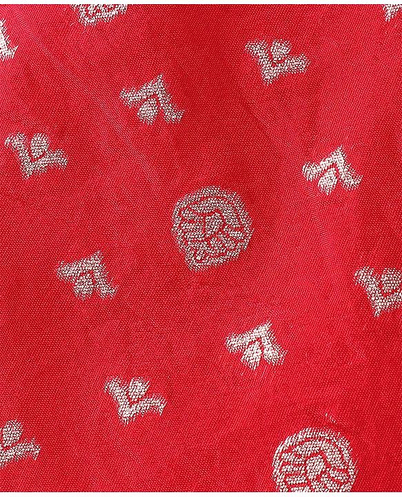 Babyhug Woven Sleeveles Brocade Choli with Lehenga and Dupatta Set -Red