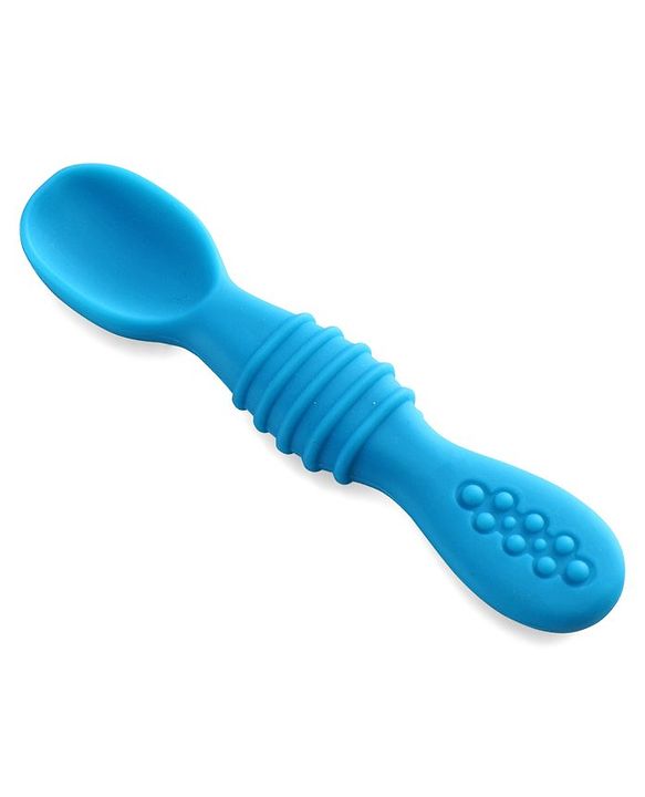 Babyhug Silicone Spoon with Flexible Soft Tip - Green & Blue
