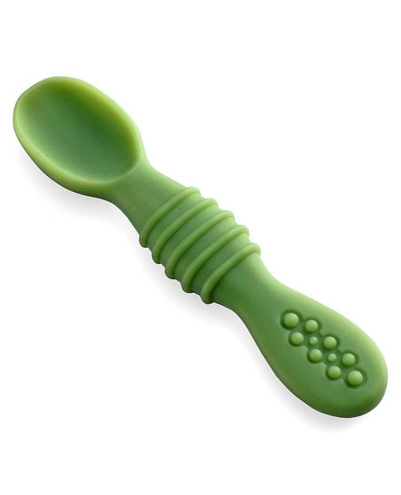 Babyhug Silicone Spoon with Flexible Soft Tip - Green & Blue