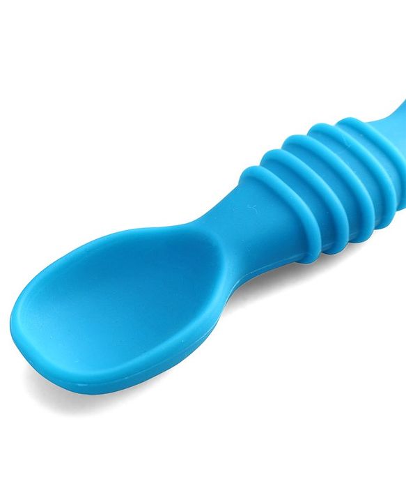 Babyhug Silicone Spoon with Flexible Soft Tip - Green & Blue