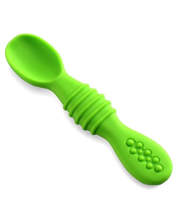 Babyhug Silicone Spoon with Flexible Soft Tip - Green & Blue