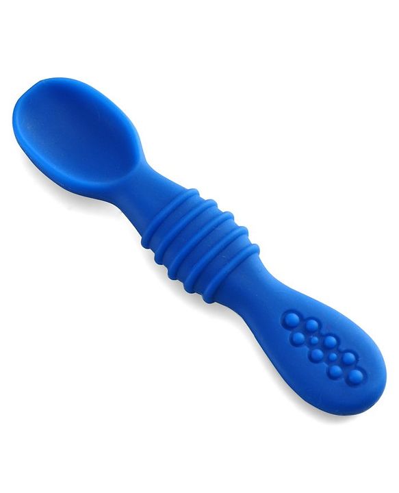Babyhug Silicone Spoon with Flexible Soft Tip - Green & Blue