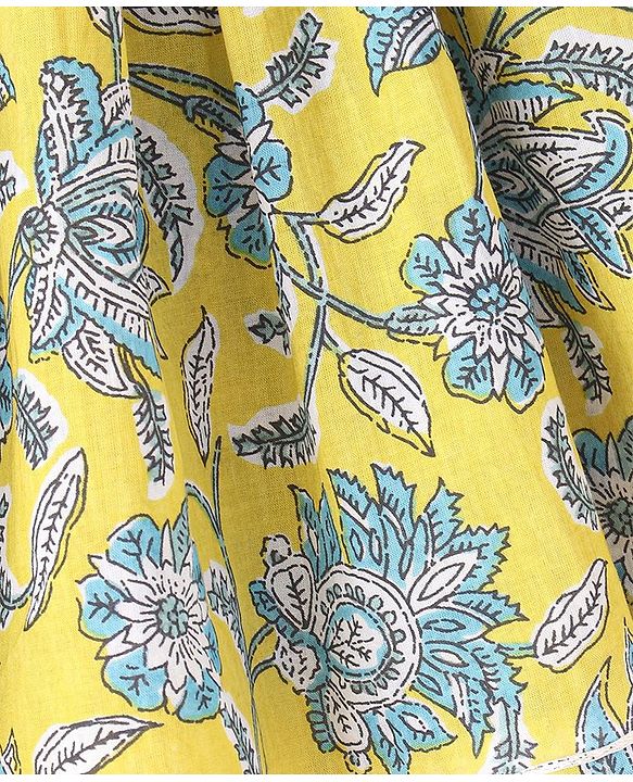 Babyhug Cotton Sleeveless Ethnic Dress Floral Print -  Yellow