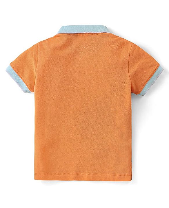 Babyhug Cotton Knit Half Sleeves Striped Polo T-Shirt Color Block - Multicolor