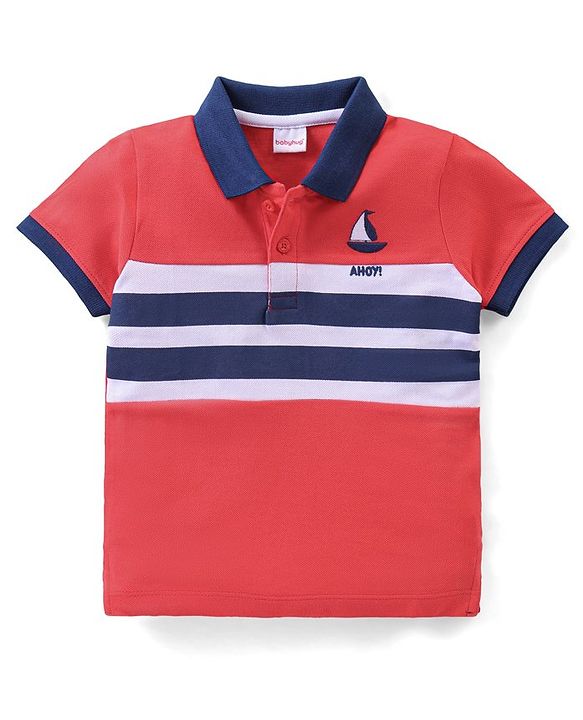 Babyhug Cotton Knit Half Sleeves Striped T-Shirt - Multicolor