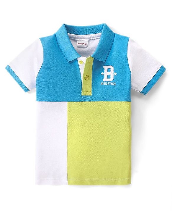 Babyhug Cotton Half Sleeves Cut & Sew Polo T-Shirt With Embroidery - Multicolor