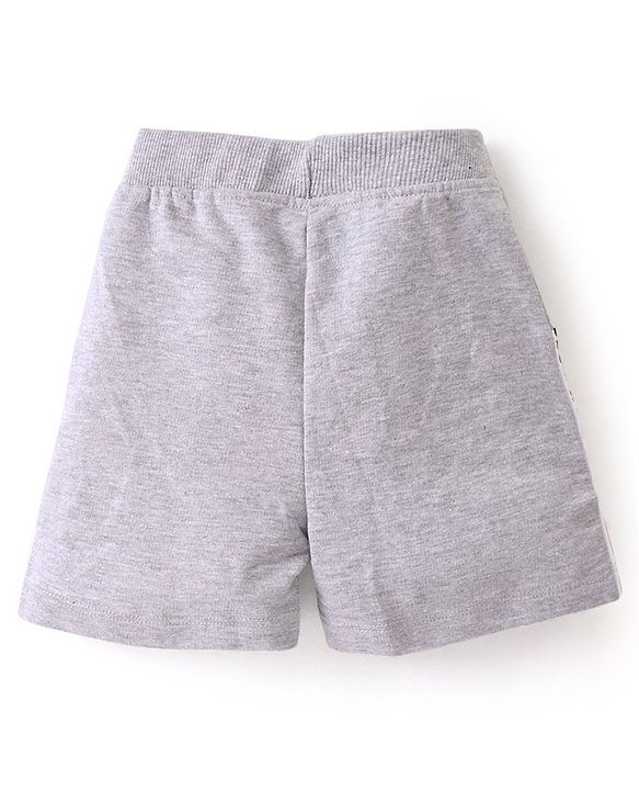 Babyhug 100% Cotton Knit Single Jersey Half Sleeves T-Shirt & Shorts With Text & Animals Print - Blue & Grey