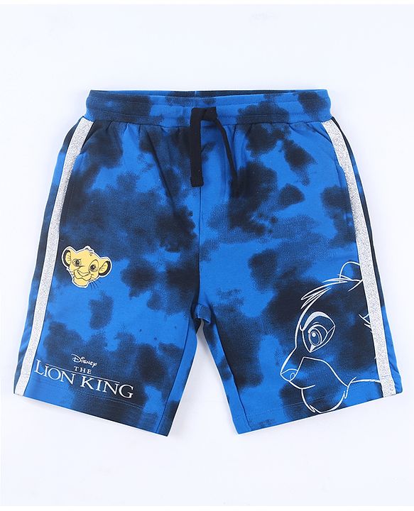 Pine Kids Disney Terry Above Knee Length Tie & Dye Shorts With Lion King Graphics - Blue