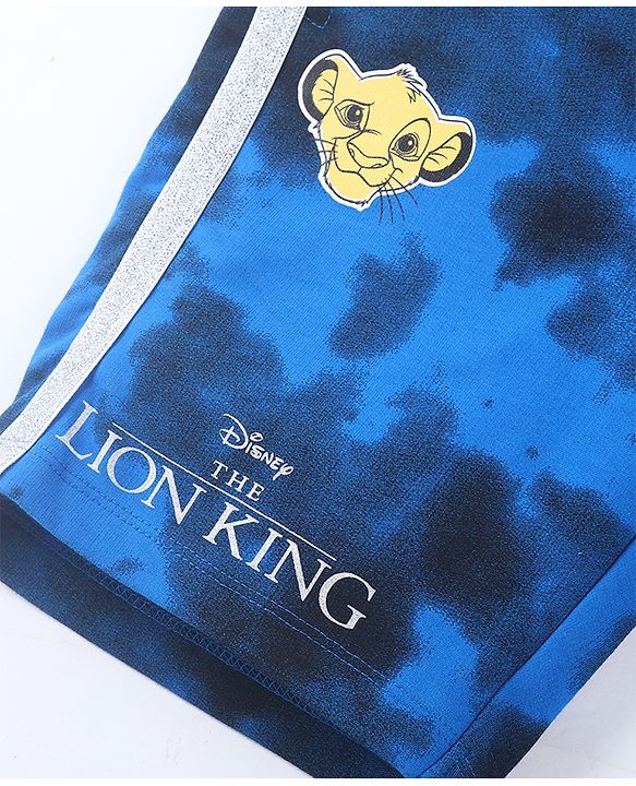 Pine Kids Disney Terry Above Knee Length Tie & Dye Shorts With Lion King Graphics - Blue