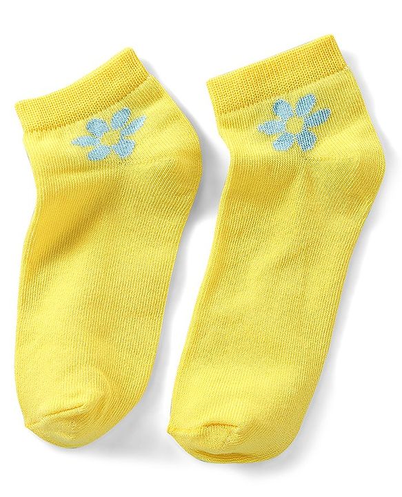 Pine Kids Cotton Spandex Knit Ankle Length Socks with Floral Design Pack Of 3 - Snow White