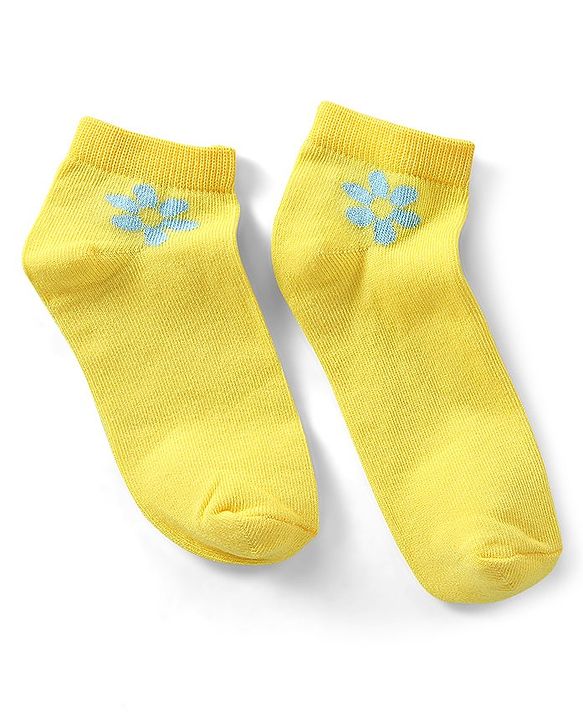 Pine Kids Cotton Spandex Knit Ankle Length Socks with Floral Design Pack Of 3 - Snow White