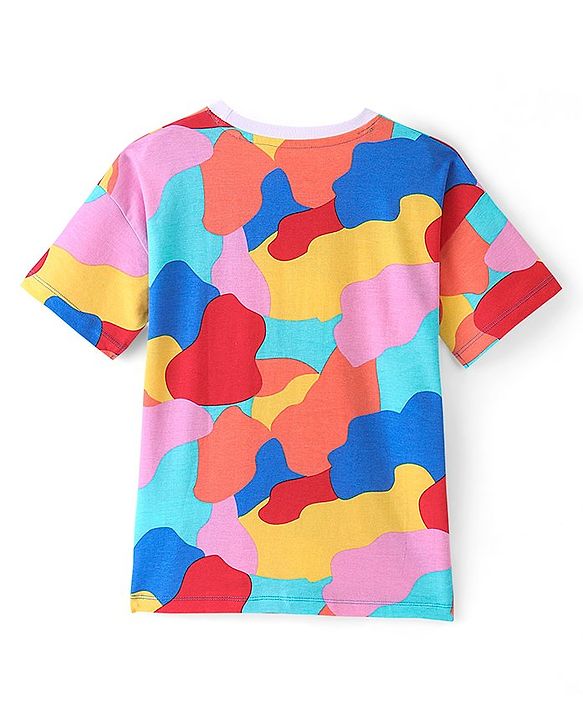 Pine Kids Marvel Cotton Knit Half Sleeves Oversized Tee With Avengers Print - Multicolor