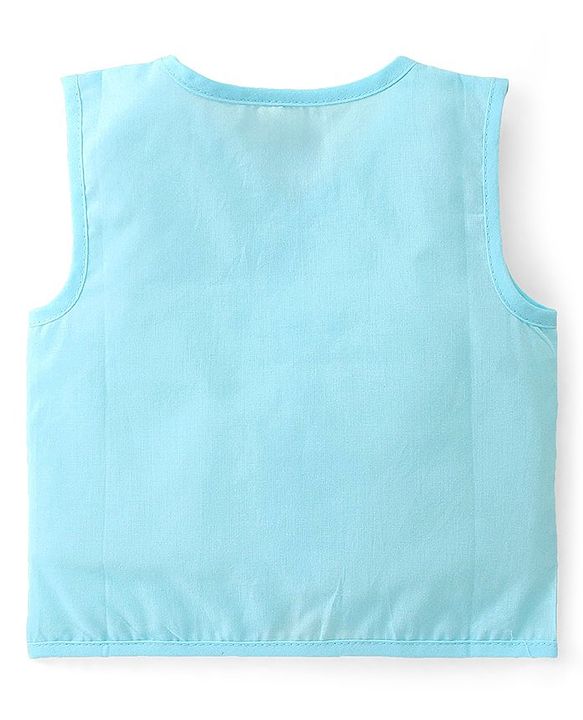 Babyhug 100% Cotton Woven Front Open Sleeveless Jhablas Floral Print Pack of 3- Pink & Blue