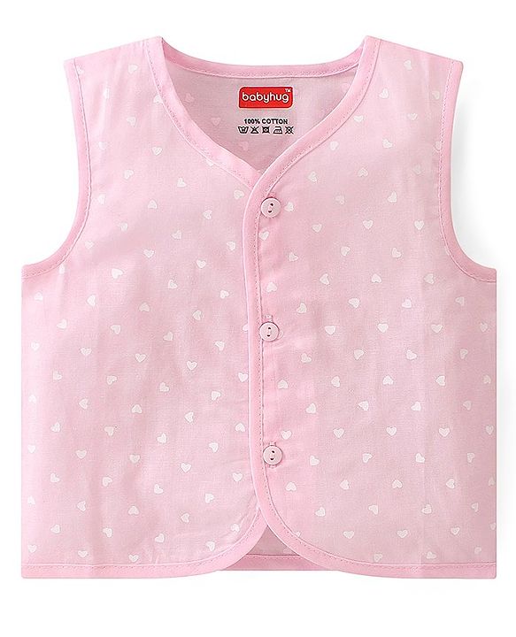 Babyhug 100% Cotton Woven Front Open Sleeveless Jhablas Floral Print Pack of 3- Pink & Blue