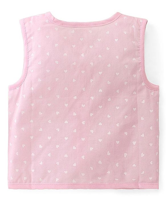 Babyhug 100% Cotton Woven Front Open Sleeveless Jhablas Floral Print Pack of 3- Pink & Blue