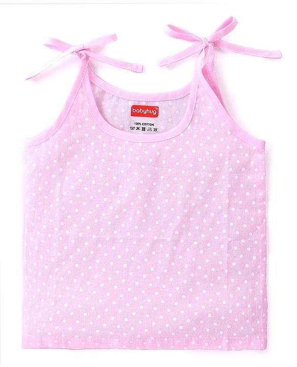 Babyhug 100% Cotton Woven Sleeveless Polka Dots & Birdy Printed  Tie Knot Jhabla Pack of 3 - Pink & White