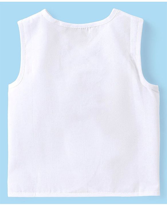 Babyhug 100% Cotton Woven Front Tie Knot Sleeveless Jhabla Solid Colour Pack Of 3 - White